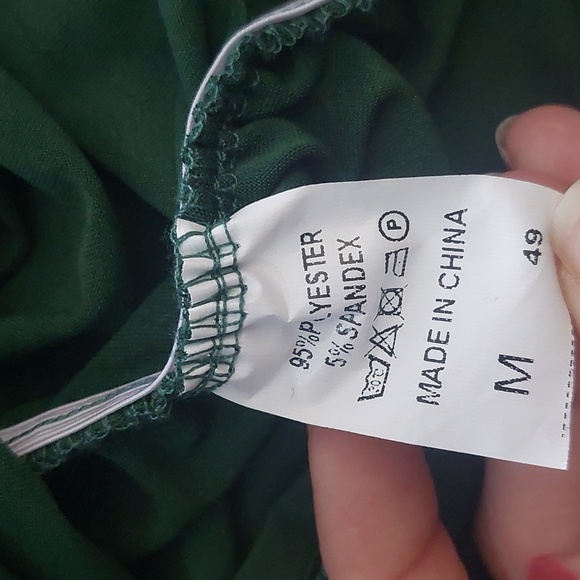 Deep v-neck ruched bodycon dress dark green size medium - Picture 7 of 8